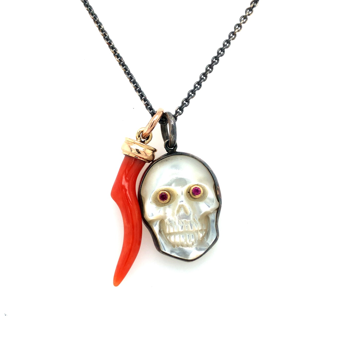 Coral horn necklace