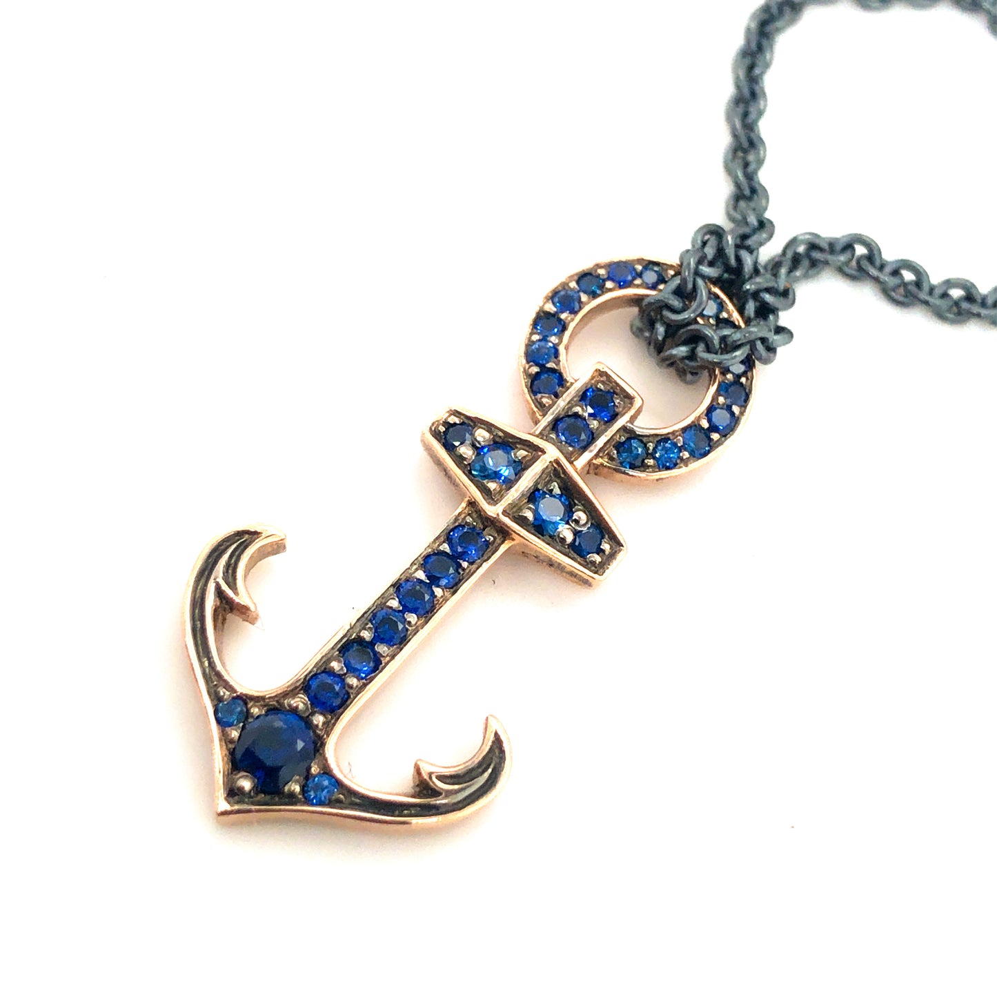 Anchor Charm in sapphire