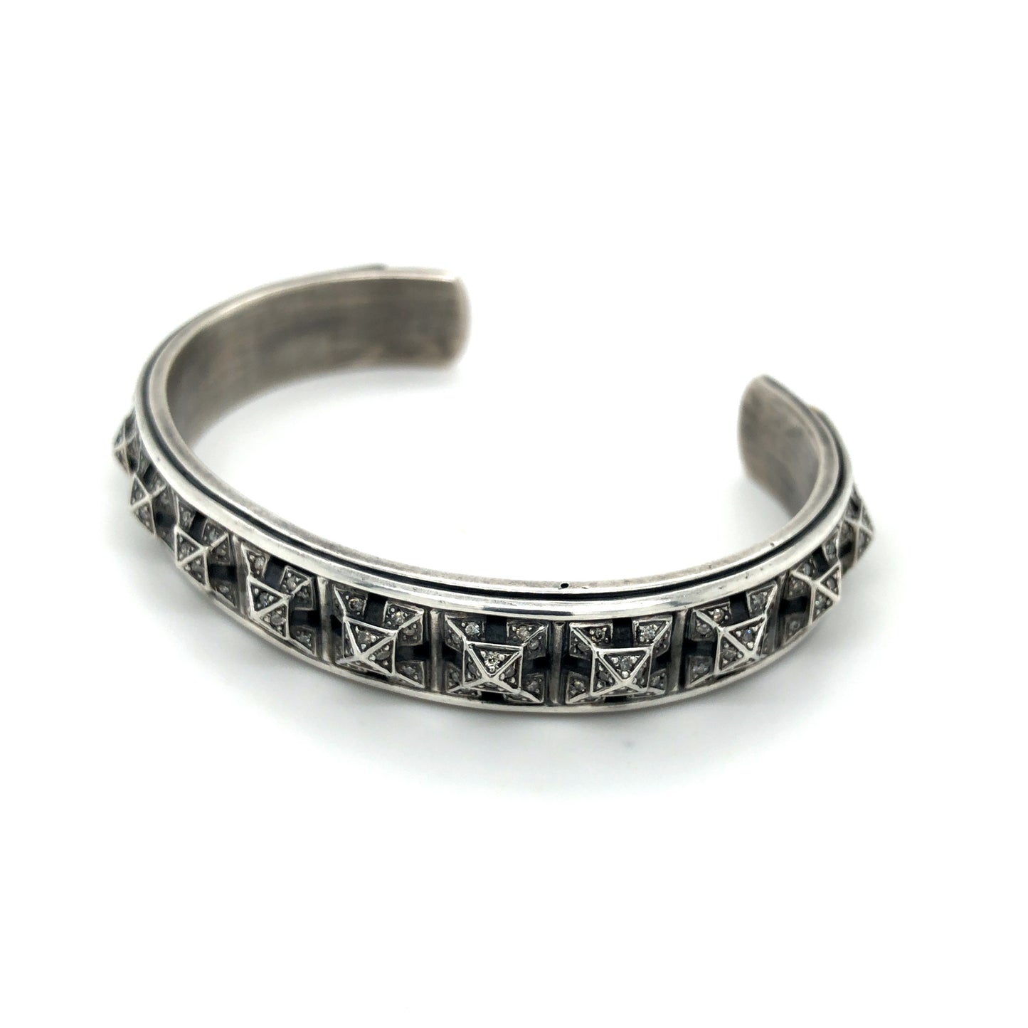 Pyramid Stud Cuff Bracelet with Diamonds