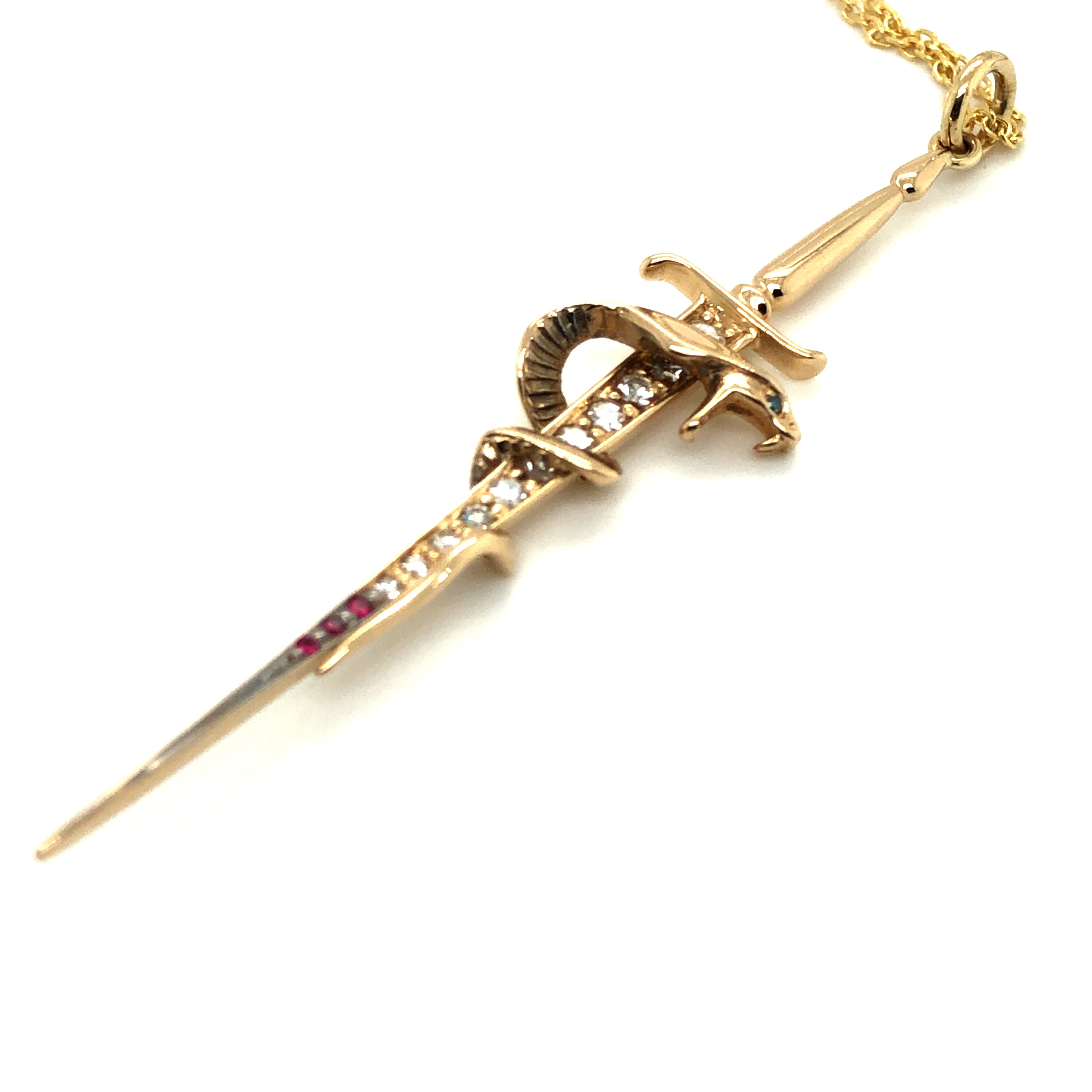 9ct Solid Gold Dagger Heart Charm Necklace 9K Au375, designer, chain,  sparkle, | eBay
