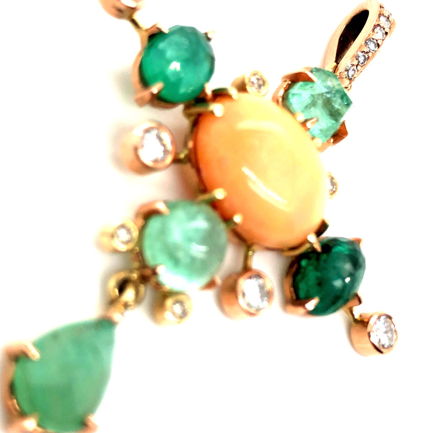 Fire Opal and Emerald Necklace